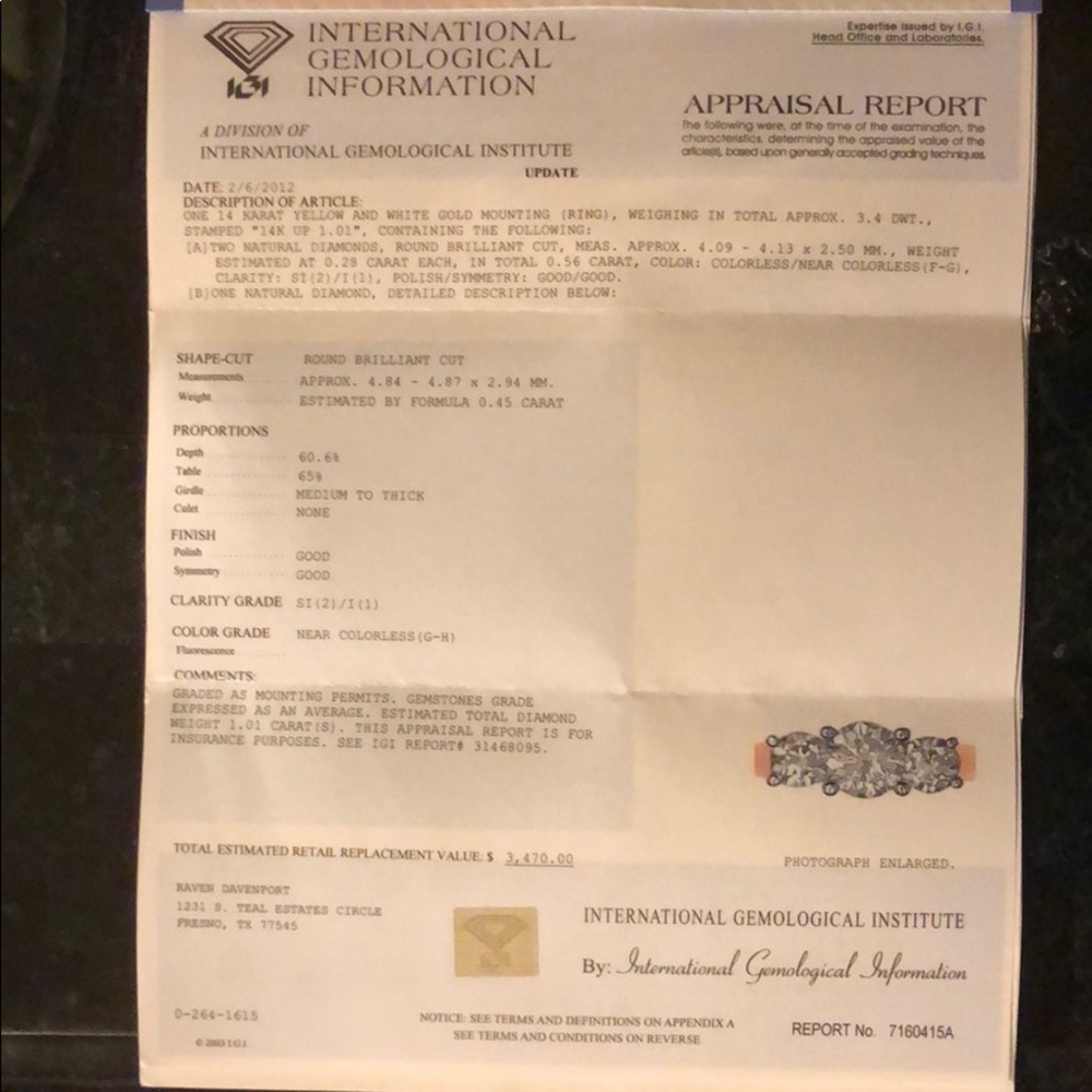 Diamond 3 Stone Ring - image 2